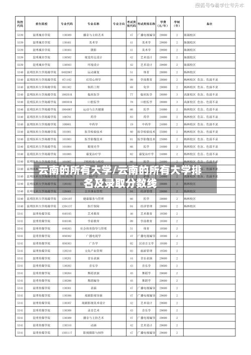 云南的所有大学/云南的所有大学排名及录取分数线