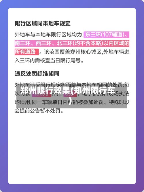 郑州限行效果(郑州限行车)