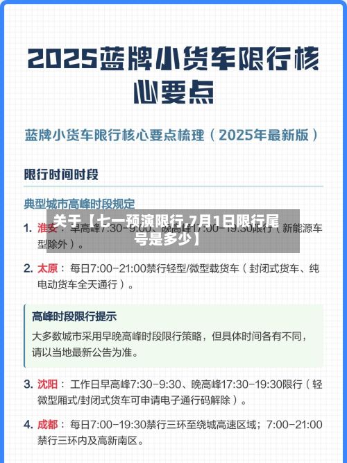 关于【七一预演限行,7月1日限行尾号是多少】