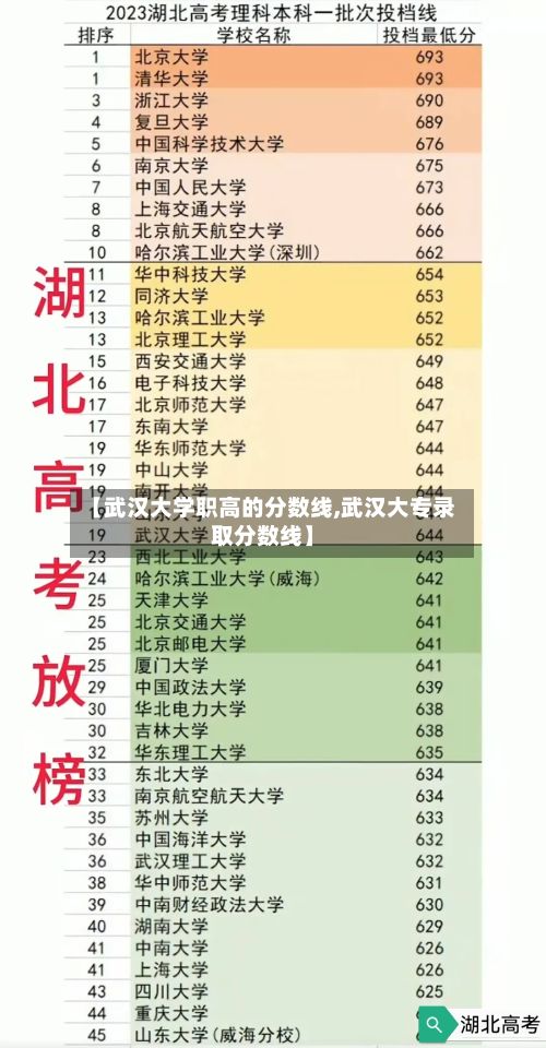 【武汉大学职高的分数线,武汉大专录取分数线】